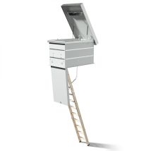 Dolle Flachdachausstieg Mit Bodentreppe Clickfix Thermo 3-teilig 120x70cm Mit U-wert 0,38 Konstruktionshöhe 52,6-76,7cm