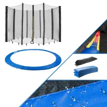 Arebos Cubierta De Borde Con Red Cama Elástica Con Red 457cm Para 12 Postes Azul