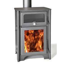 Stufa A Legna Juan Panadero Firenze 10,6 Kw Con Forno / Alta Efficienza 88% / Tripla Combustione / Vetro Trasparente