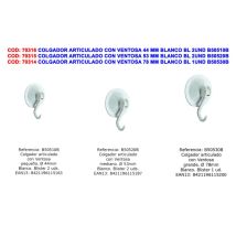 Brinox - Appendino Articolato Con Ventosa 53 Mm Bianco 2 Unità