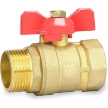 Valvola A Sfera In Ottone Da 1 Pollice Con Maniglia A Farfalla Rossa - Passaggio Totale Maschio/femmina Dn25 Pn16