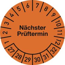 Mehrjahresprüfplakette Ø 20 Mmnächster Prüftermin 2027 - 2032 Folie Beutel A 100 Stück