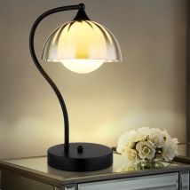 Nowa - Lampe De Table, Lampe De Chevet, Boule En Verre, Opale Couleur Fumée, H 39,5 Cm
