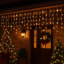 Tenda Luminosa Led 15 Mt 320led Calda + Flash Bianca Ip44 Esterno Interno Natale Festa Matrimonio Decorazioni Luminarie Prolungabile