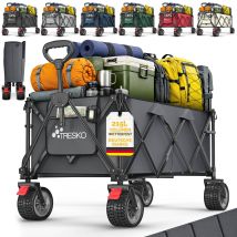 Tresko Bollerwagen Faltbar 215l Mit Bremse Handwagen Klappbar 150kg Inkl. Vollgummireifen Faltbarer Strandwagen Extra Breite All-terrain-räder 