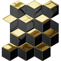Mosaik Auf Netz Für Bad Und Küche Aus Glas 30,5 X 26,5 Cm - Black Mirror