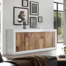 Azura Home Design - Madia Linea Basic Con 2 Ante E 3 Cassetti In Finitura Bianco Lucido E Pero