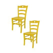 T M C S - Tommychairs 2 Sillas Cuore En Madera De Haya Anilina Amarilla
