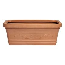 Maxi - Vaso Rettangolare Resina Festonato Misura 60x32x28h Cm Color Terracotta