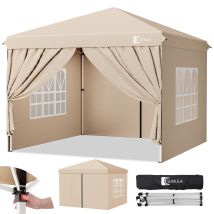 Sunula 3×3 M Faltpavillon Gartenpavillon – Wasserdichtes Partyzelt Mit 4 Seitenteilen Für Garten & Outdoor,taupe