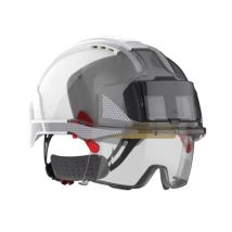 Casco Da Cantiere Ventilato Porta Badge Con Sovraocchiali Integrati E Bande Riflettenti Evo Vistalens Jsp Safety Bianco Unico