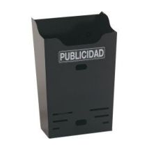 Cesta de publicidad vertical negra – Acero inoxidable – Adhesivo incluido – Formatos: vertical y horizontal