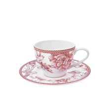 4 X Tasses Primerose Avec Soucoupe - 240ml - Porcelaine- H&h