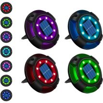 Faretto Da Incasso Per Giardino Solare Da Esterno A 12 Led, 7 Colori, Con Grande Pannello Solare, Lampada Da Terra Solare Impermeabile Ip65 (4 Pezzi)