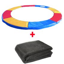 Green Bay - Greenbay Trampoline Replacement Spring Cover Padding Pad & Safety Net Enclosure Surround Bundle 14ft Tri-colour