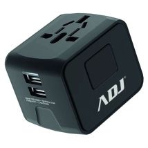 Adattatore Universale Travel Bk Us/eu/aus/uk Plugs 2usb Ports