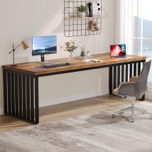 Tribesigns – Bureau D'Ordinateur 180 Cm – Design Industriel Marron – Châssis En Métal Robuste – Espace De Travail Pour 2 Personnes – Montage Facile