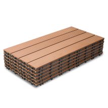 Wolketon 30pcs Dalle De Terrasse, Revêtement De Sol Extérieur, Terrasse Composite, 30x60cm Balcon Jardin Marron