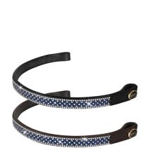 Cob, Marron: Bridon En Cuir Devant Avec Rangées De Strass Blue Diamond