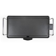 Domoclip Elektro-Plancha 2000W 40x23cm – Schwarz – Grillplatte mit Fettsammelsystem und Thermostat