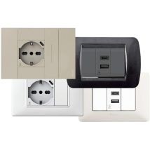 4box P40 Zweipolige Und Schuko-steckdose Mit Usb 3.0a Vimar Plana 4b.v14.p40.usb