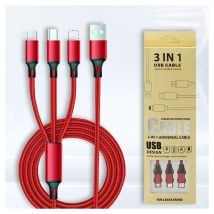 1.2m 3a Multi Usb Charging Cable, 3 In 1 Braided Usb Charger Cord Connector With Phone/micro Usb/type C Port For Mobile Phones/galaxy S20/s10 S9 S8/