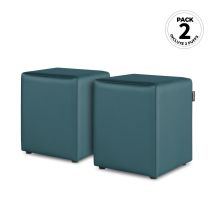 Happers - Pouf Cube Similicuir Glacier Pack 2 Unités Glacier