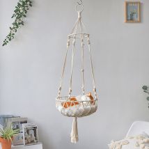 Makramee-katzenhängematte Aus Holz Und Gewebtem Baumwollseil Zum Aufhängen (30 X 100 Cm)