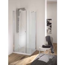 Box Doccia Angolare Varie Dimensioni Con Ante Fisse E Pieghevoli 70x90 Cm Cromato Lucido