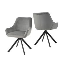 360° Swivel Armchairs With Curved Backrests And Soft Cushions, Perfect Combination Of Style And Comfort - Set Of 2 - Grey