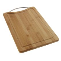 Pradel Excellence - Tagliere Rettangolare - Dimensioni 20 X 30 Cm - In Bambù - Rigola Per Succhi - Maniglia Per Il Trasporto In Acciaio Inossidabile
