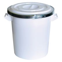 Mobil Plastic – Industriebehälter für Lebensmittel – 75L – Ø 49cm – Mit Deckel und Metallringverschluss