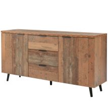 Sideboard 140cm 3 Drawers 2 Doors Storage Cupboard Kitchen Buffet Tv Cabinet With Adjustable Shelves, Vintage Brown