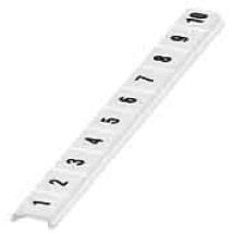Phoenix – Zackband flach 10-teilig – Aufdruck Ziffern 1-10 – Breite 6 mm – Codierungsrichtung horizontal – Rastermaß 6,2 mm