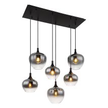 Globo – Lámpara colgante moderna negra de vidrio ahumado – 120 cm alto, 86 cm largo, 42 cm ancho – IP20