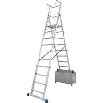 Krause – Escalera telescópica de plataforma regulable 4600 mm – 8 peldaños de aluminio – 23 kg – Ideal para trabajos en altura