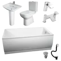 Slim Rim Bathroom Suite With Basin & Toilet Set 1700mm Susannah Rak Origin, Without Taps & Wastes