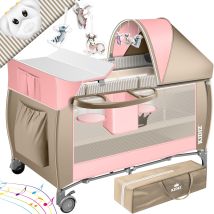 Lettino Per Bambini 3 In 1 Set Combinato Lettino Per Bambini Con Fasciatoio Zanzariera Box Per Bambini Dalla Nascita Fino A 15 Kg Pareti Laterali 