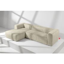 Konsimo - Ferox Modernes Ecksofa Links Aus Breitem Cordstoff, Cremefarben