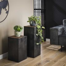 Furnwise - Industrial Side Table Belby Robust Hardwood 70cm