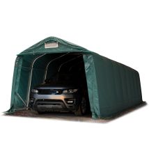 Toolport Carpa Garage 3,3x9,6 M Pvc 800 N De Alta Resistencia Garaje Portátil Cobertizo Compacto De Almacenamiento Refugio 100% Impermeable Verde