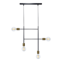 Elvira Pendelleuchte – Schwarzgold-Satin – E27 – 3 x 57 W – 60 x 50 x 100 cm – Hängelampe für Wohn- und Essbereiche
