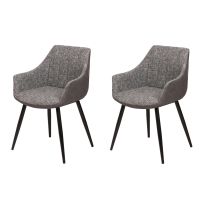La Silla Española - Pack De Deux Fauteuils De Salle À Manger De Style Industriel Avec Assise Et Dossier En Tissu Covadonga Gris Pierre.