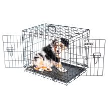 Gabbia Per Cani Fortressoos, Trasportino Per Cani E Cuccioli, 60x43x49cm, Pieghevole, 2 Porte, Vassoio Rimovibile, Uso Interno Paitsy
