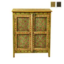 Buffet Ethnique Décoré Avec 2 Portes En Bois Multicolore 75x35x90 Frida - Jaune