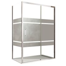 Olimpo Docce - Box Doccia Angolare Scorrevole Serigrafato Con Lato Fisso H195cm 8mm Aktual Frost, Misura 70x130