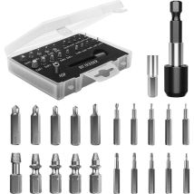 Kit D'Extracteur De Vis Cassé, 22 Pcs Outils D'Extraction Améliorés En Acier Allié Hss 4341 Avec Mèches 2 Porte-embouts D'Extension Magnétique 