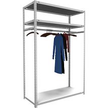 Guardarropa-estantería atornillable modular 2000 x 1300 x 600 mm – Acero revestido – Carga máxima 570 kg – Color gris RAL 7035