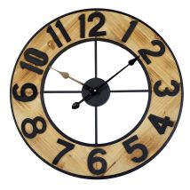 Wanduhr – Ø 60 cm – Holz, schwarz – Metall – Quarzuhr – Technoline