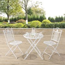 [en.casa] - Set Bistro Biella - 71 X 60 Cm - 3-piezas - Metal - Blanco